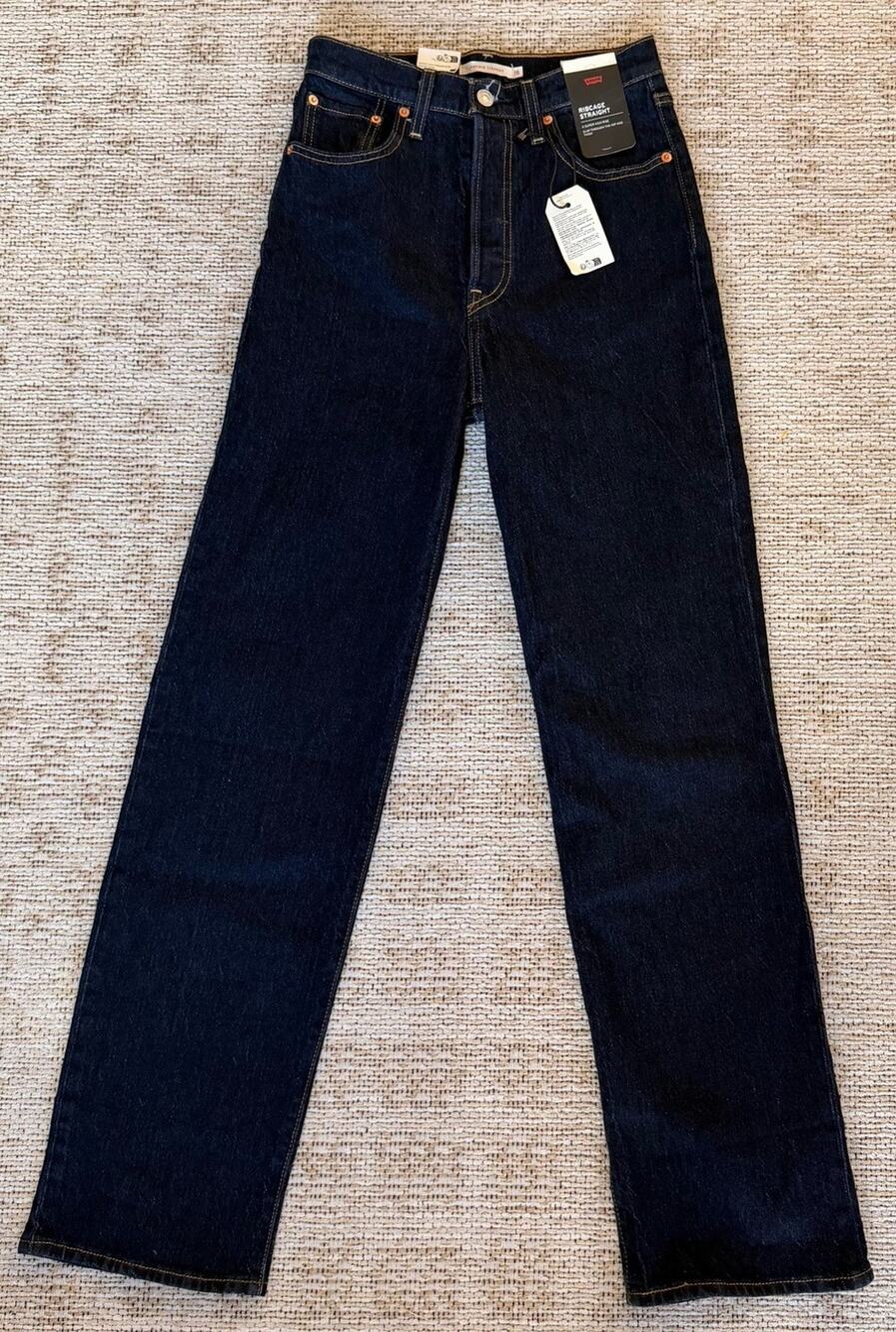 Levi's Ribcage Straight Jeans Size 26 × 32 Dark Wash Premium Denim